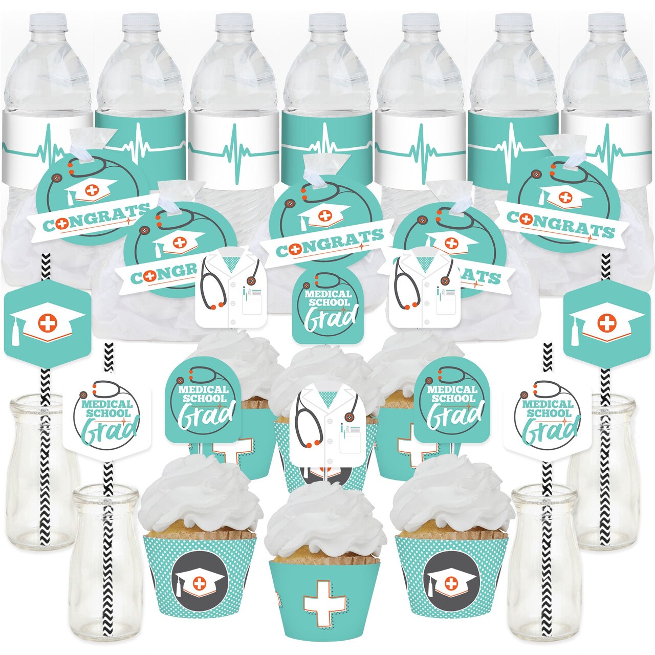 Big Dot of Happiness Medical School Grad - Doctor Graduation Party Favors and Cupcake Kit - Fabulous Favor Party Pack - 100 Pieces
